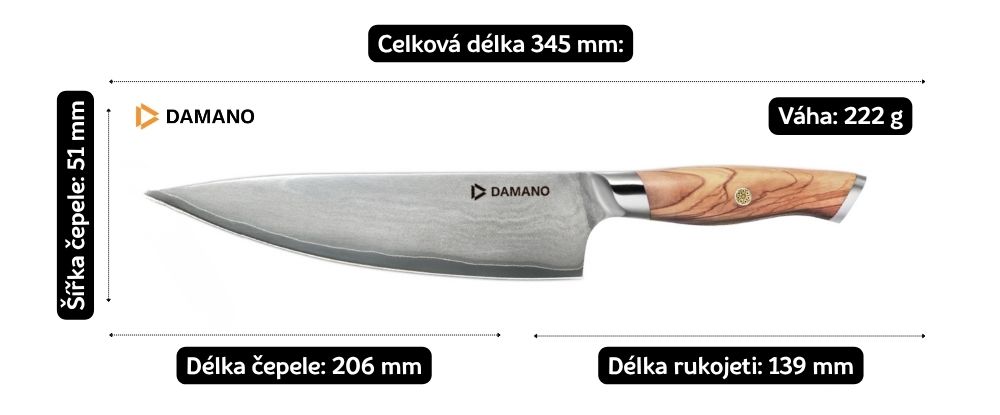 rozměry nože